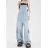 imagechouyatou Womens Adjustable Strap Denim Bib Overall Wide Leg Jeans Baggy Casual Pant JumpsuitsLight Blue