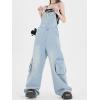 imagechouyatou Womens Adjustable Strap Denim Bib Overall Wide Leg Jeans Baggy Casual Pant JumpsuitsLight Blue