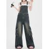 imagechouyatou Womens Adjustable Strap Denim Bib Overall Wide Leg Jeans Baggy Casual Pant JumpsuitsVintage Blue