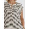 imagechouyatou Womens Baggy Contrast Striped Wide Leg Jumpsuit Button Down Dressy Overall Romper PantsBlack