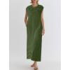imagechouyatou Womens Baggy Contrast Striped Wide Leg Jumpsuit Button Down Dressy Overall Romper PantsDark Green