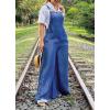 imagechouyatou Womens Baggy Denim Overalls Loose Summer Casual Wide Leg Dressy Jean JumpsuitsBlack