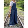 imagechouyatou Womens Baggy Denim Overalls Loose Summer Casual Wide Leg Dressy Jean JumpsuitsDark Blue