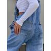 imagechouyatou Womens Casual Baggy Denim Bib Overall Straight Leg Y2K Mid Rise Boyfriend Jeans JumpsuitBlue