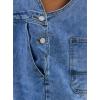 imagechouyatou Womens Casual Baggy Denim Bib Overall Straight Leg Y2K Mid Rise Boyfriend Jeans JumpsuitBlue