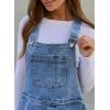 imagechouyatou Womens Casual Baggy Denim Bib Overall Straight Leg Y2K Mid Rise Boyfriend Jeans JumpsuitBlue