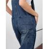 imagechouyatou Womens Casual Baggy Denim Bib Overall Straight Leg Y2K Mid Rise Boyfriend Jeans JumpsuitDark Blue