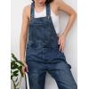 imagechouyatou Womens Casual Baggy Denim Bib Overall Straight Leg Y2K Mid Rise Boyfriend Jeans JumpsuitDark Blue