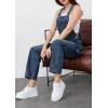 imagechouyatou Womens Casual Baggy Denim Bib Overall Straight Leg Y2K Mid Rise Boyfriend Jeans JumpsuitDark Blue