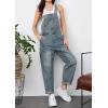 imagechouyatou Womens Casual Baggy Denim Bib Overall Straight Leg Y2K Mid Rise Boyfriend Jeans JumpsuitDusty Blue