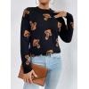 imagechouyatou Womens Cute Graphic Pattern Crew Neck Jacquard Knit Ugly Sweater Pullover TopsBlack Mushroom