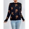 imagechouyatou Womens Cute Graphic Pattern Crew Neck Jacquard Knit Ugly Sweater Pullover TopsBlack Mushroom