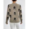 imagechouyatou Womens Cute Graphic Pattern Crew Neck Jacquard Knit Ugly Sweater Pullover TopsBrown Skull