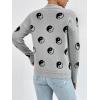 imagechouyatou Womens Cute Graphic Pattern Crew Neck Jacquard Knit Ugly Sweater Pullover TopsGray