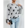 imagechouyatou Womens Cute Graphic Pattern Crew Neck Jacquard Knit Ugly Sweater Pullover TopsGray