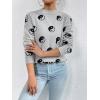 imagechouyatou Womens Cute Graphic Pattern Crew Neck Jacquard Knit Ugly Sweater Pullover TopsGray