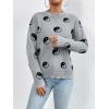 imagechouyatou Womens Cute Graphic Pattern Crew Neck Jacquard Knit Ugly Sweater Pullover TopsGray