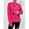 imagechouyatou Womens Cute Graphic Pattern Crew Neck Jacquard Knit Ugly Sweater Pullover TopsRose Red