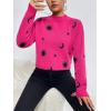 imagechouyatou Womens Cute Graphic Pattern Crew Neck Jacquard Knit Ugly Sweater Pullover TopsRose Red