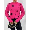 imagechouyatou Womens Cute Graphic Pattern Crew Neck Jacquard Knit Ugly Sweater Pullover TopsRose Red