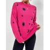 imagechouyatou Womens Cute Graphic Pattern Crew Neck Jacquard Knit Ugly Sweater Pullover TopsRose Red
