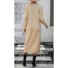 imagechouyatou Womens Fall Henley Neck Midi Sweater Dress Below Knee Casual Long Waffle Knit DressApricot