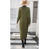 imagechouyatou Womens Fall Henley Neck Midi Sweater Dress Below Knee Casual Long Waffle Knit DressArmy Green