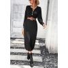 imagechouyatou Womens Fall Henley Neck Midi Sweater Dress Below Knee Casual Long Waffle Knit DressBlack