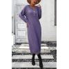 imagechouyatou Womens Fall Henley Neck Midi Sweater Dress Below Knee Casual Long Waffle Knit DressPurple