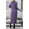 imagechouyatou Womens Fall Henley Neck Midi Sweater Dress Below Knee Casual Long Waffle Knit DressPurple