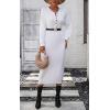 imagechouyatou Womens Fall Henley Neck Midi Sweater Dress Below Knee Casual Long Waffle Knit DressWhite