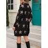 imagechouyatou Womens Star Print Long Sleeve Open Front Long Cardigan Sweaters with PocketsBlack