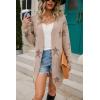 imagechouyatou Womens Star Print Long Sleeve Open Front Long Cardigan Sweaters with PocketsKhaki