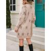 imagechouyatou Womens Star Print Long Sleeve Open Front Long Cardigan Sweaters with PocketsKhaki