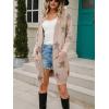 imagechouyatou Womens Star Print Long Sleeve Open Front Long Cardigan Sweaters with PocketsKhaki