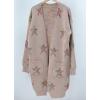 imagechouyatou Womens Star Print Long Sleeve Open Front Long Cardigan Sweaters with PocketsKhaki