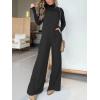 imagechouyatou Womens Vintage Spaghetti Strap Denim Bib Overalls Wide Leg Jeans Pants JumpsuitBlack