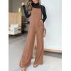 imagechouyatou Womens Vintage Spaghetti Strap Denim Bib Overalls Wide Leg Jeans Pants JumpsuitDark Brown