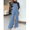 imagechouyatou Womens Vintage Spaghetti Strap Denim Bib Overalls Wide Leg Jeans Pants JumpsuitDenim Blue