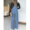 imagechouyatou Womens Vintage Spaghetti Strap Denim Bib Overalls Wide Leg Jeans Pants JumpsuitDenim Blue