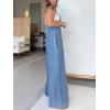 imagechouyatou Womens Vintage Spaghetti Strap Denim Bib Overalls Wide Leg Jeans Pants JumpsuitDenim Blue