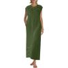 imagechouyatou Womens Baggy Contrast Striped Wide Leg Jumpsuit Button Down Dressy Overall Romper PantsDark Green