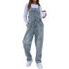 imagechouyatou Womens Casual Baggy Denim Bib Overall Straight Leg Y2K Mid Rise Boyfriend Jeans JumpsuitDusty Blue