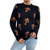 imagechouyatou Womens Cute Graphic Pattern Crew Neck Jacquard Knit Ugly Sweater Pullover TopsBlack Mushroom