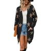 imagechouyatou Womens Star Print Long Sleeve Open Front Long Cardigan Sweaters with PocketsBlack