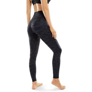 imageSTYLEWORD Womens Leggings High Waist Naked Feeling Pattern Yoga Pants Tummy Control Workout Running Elastic TightsBlack CamoL