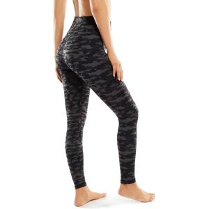 imageSTYLEWORD Womens Leggings High Waist Naked Feeling Pattern Yoga Pants Tummy Control Workout Running Elastic TightsGrey Camo19088L
