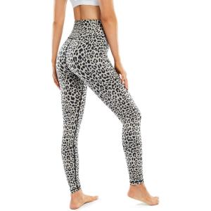 imageSTYLEWORD Womens Leggings High Waist Naked Feeling Pattern Yoga Pants Tummy Control Workout Running Elastic TightsLeopard19088M