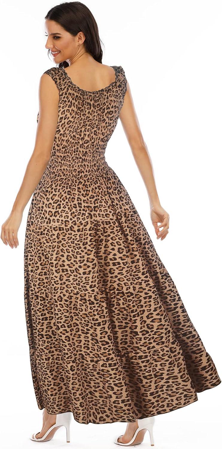 imageOSTOO Womens 2025 Summer Boho Floral Print Tiered Casual Flowy Long Maxi DressKhaki