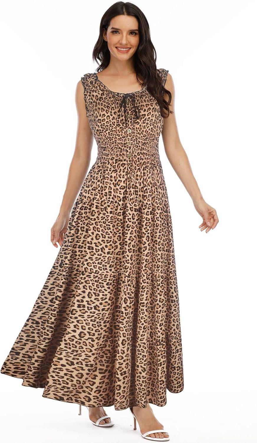 imageOSTOO Womens 2025 Summer Boho Floral Print Tiered Casual Flowy Long Maxi DressKhaki